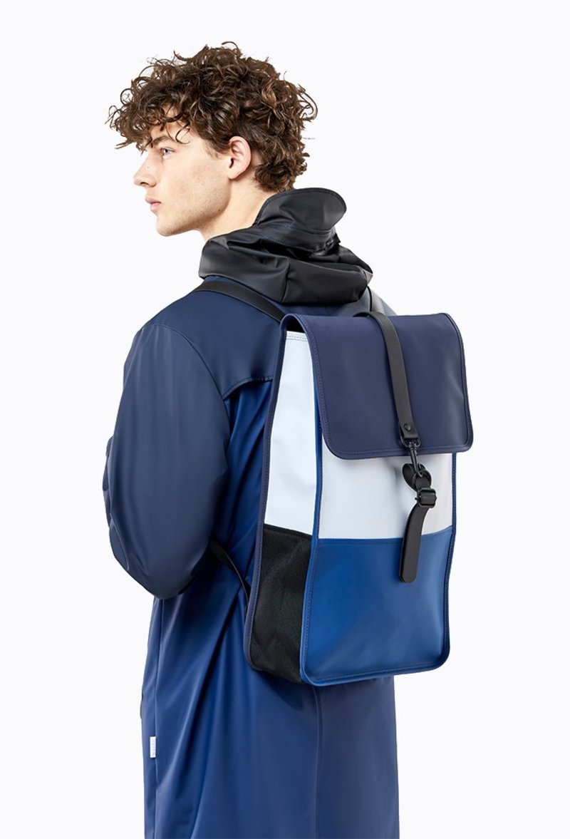 Rains Colour Block Backpack Blue/Ice Grey Garmentory