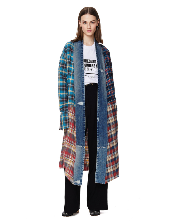 GREG LAUREN グレッグローレン / 美品 KIMONO ロングガウン Greg Lauren Checked Long Kimono Studio Shirt | Garmentory