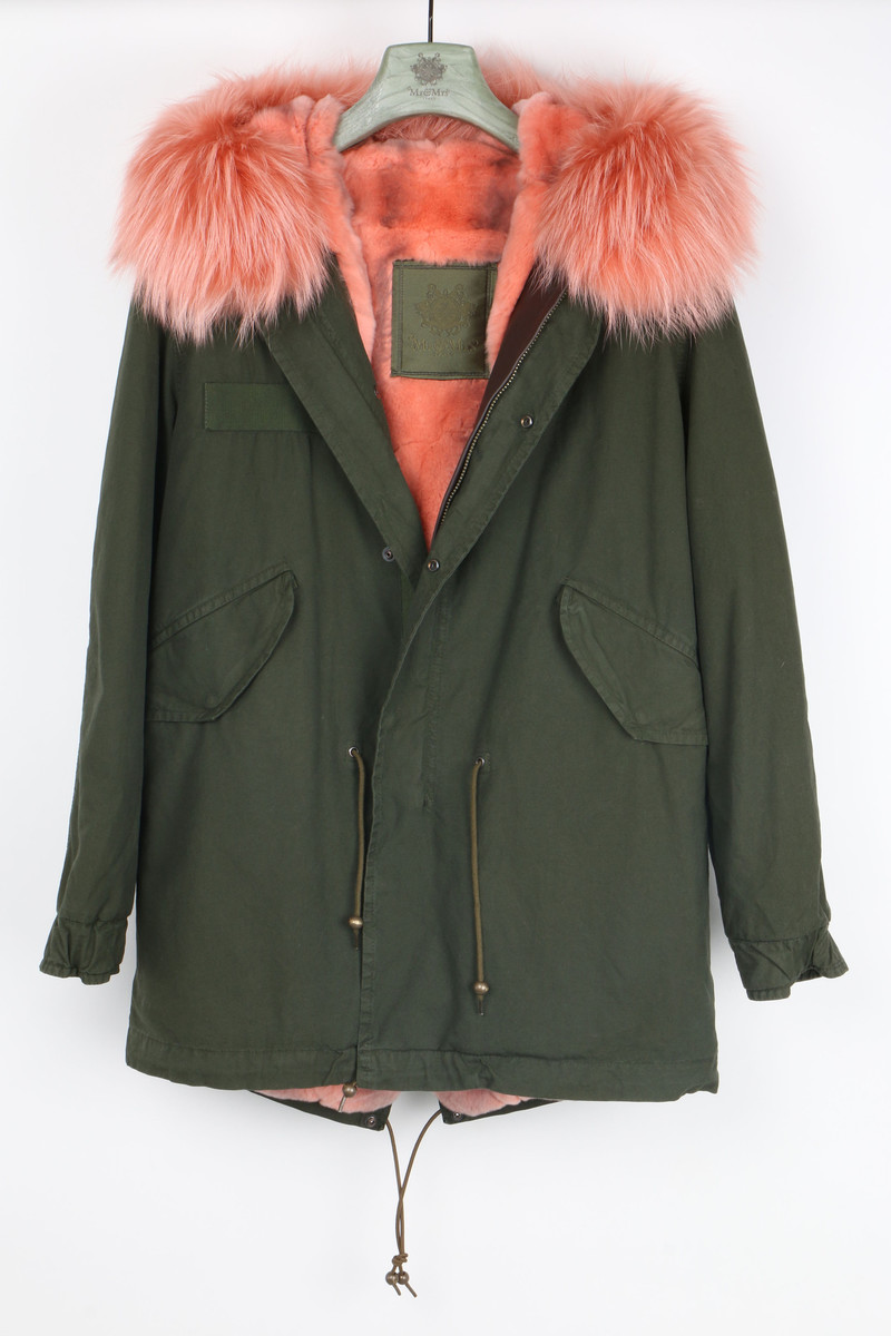 Mrs Furs Mr And Mrs Parka Mr Mrs Italy Canvas Fur-Trimmed Parka