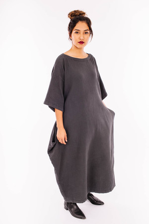 knee length dresses for ladies Black Crane Pleated Cocoon Maxi Dress Lemon Linen-Blend Size Medium –  Celebrity Owned