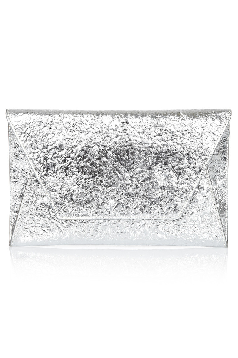 Flynn - Fergie Silver Leather Clutch