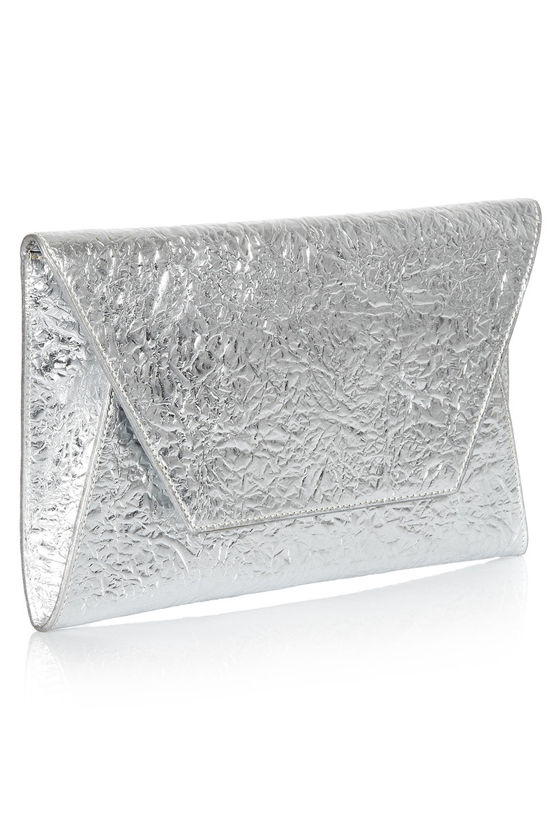 Flynn - Fergie Silver Leather Clutch