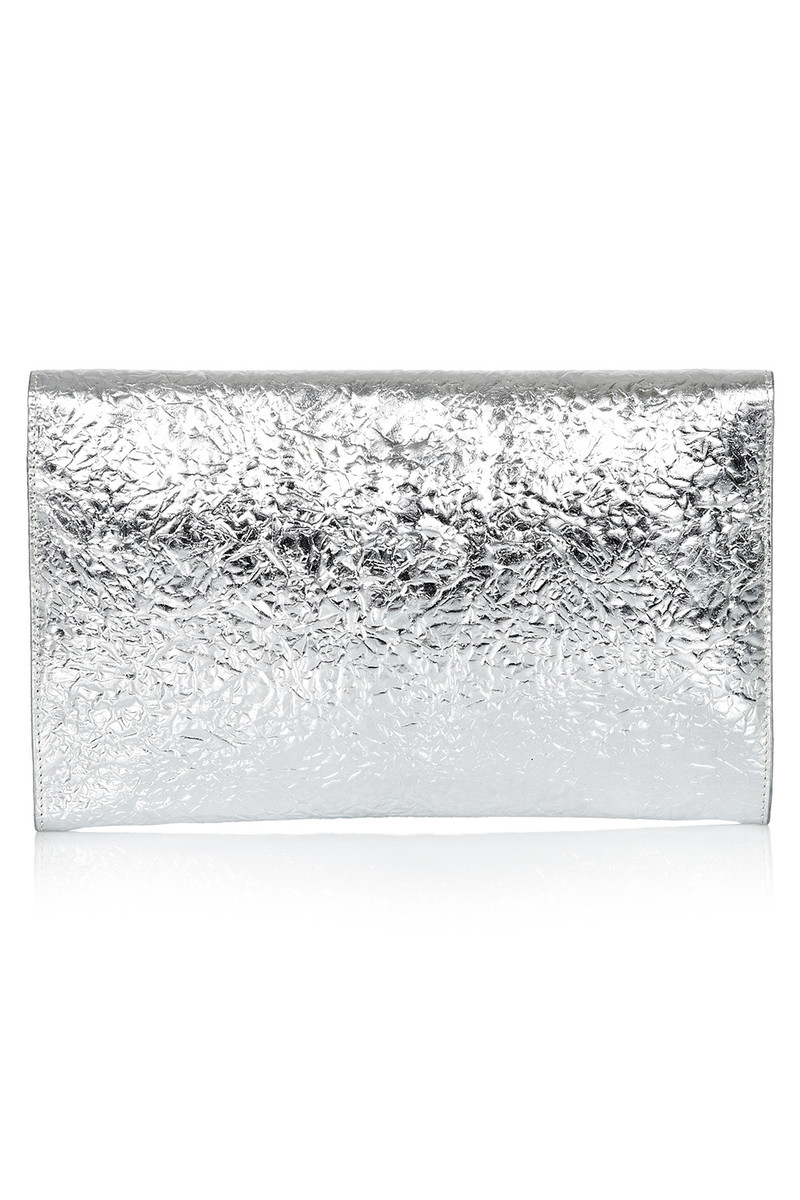 Flynn - Fergie Silver Leather Clutch