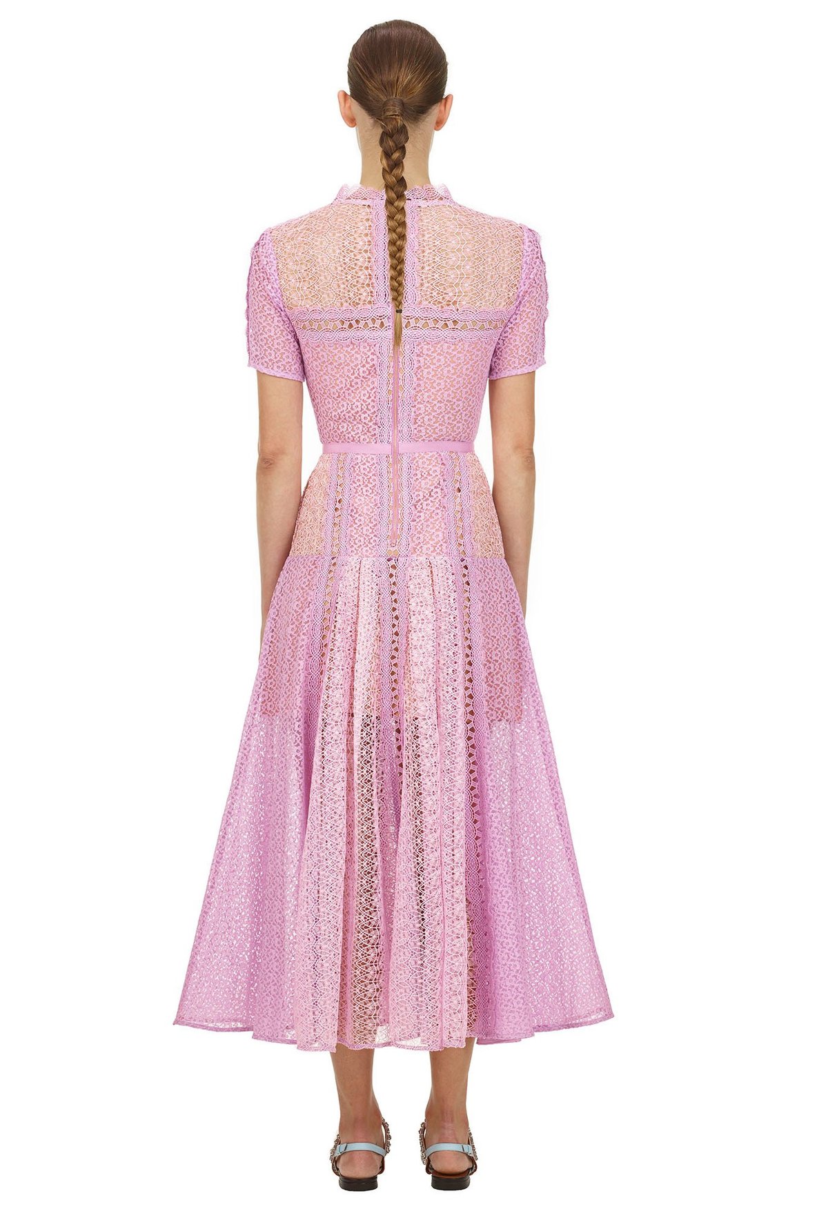 knee length dresses for ladies Lilac Floral Embroidered Midi Dress - All Dresses