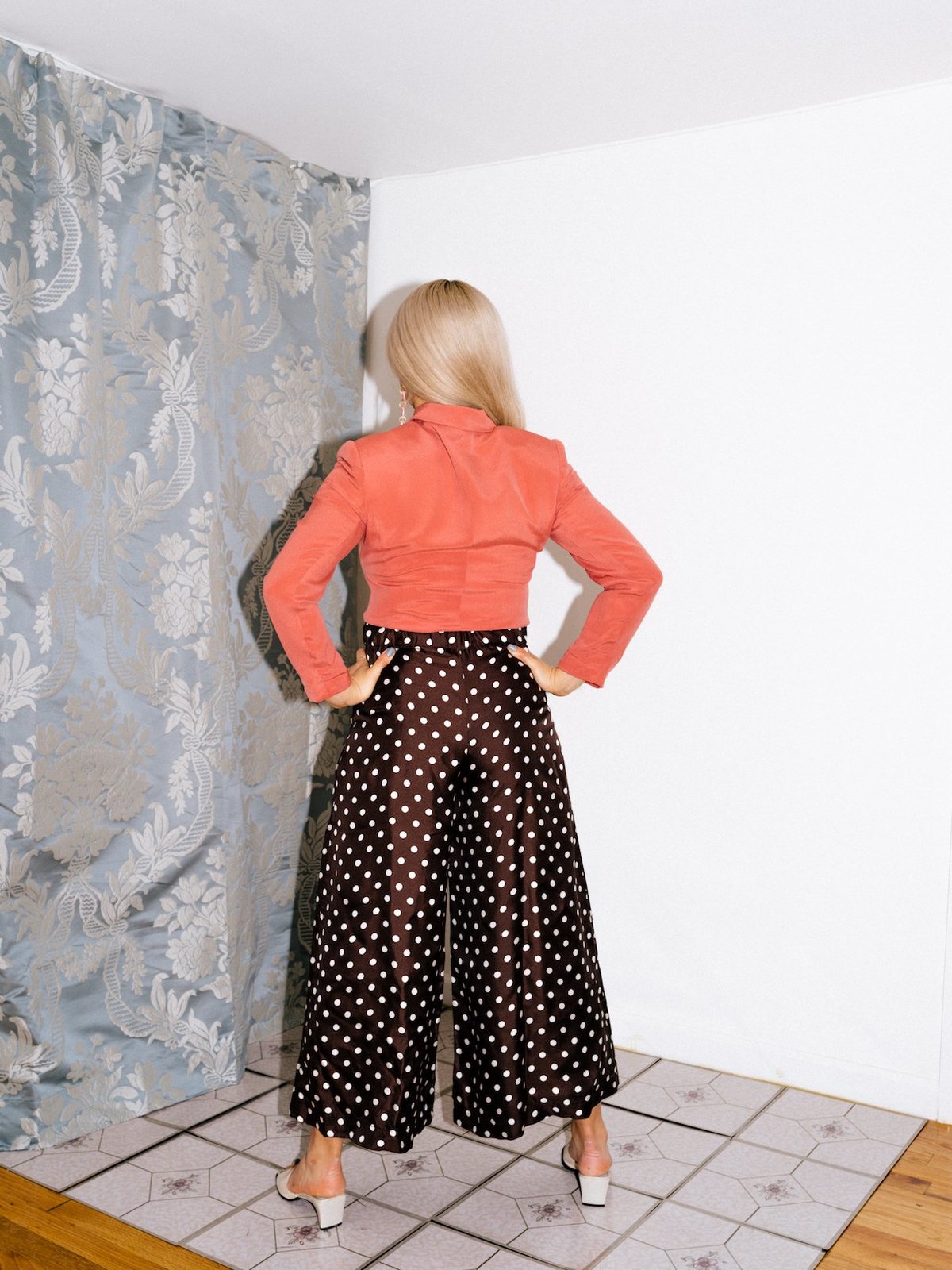 Wolcott : Takemoto Yayoi Pant - Brown Polka Dot Silk - Image 2 of 5