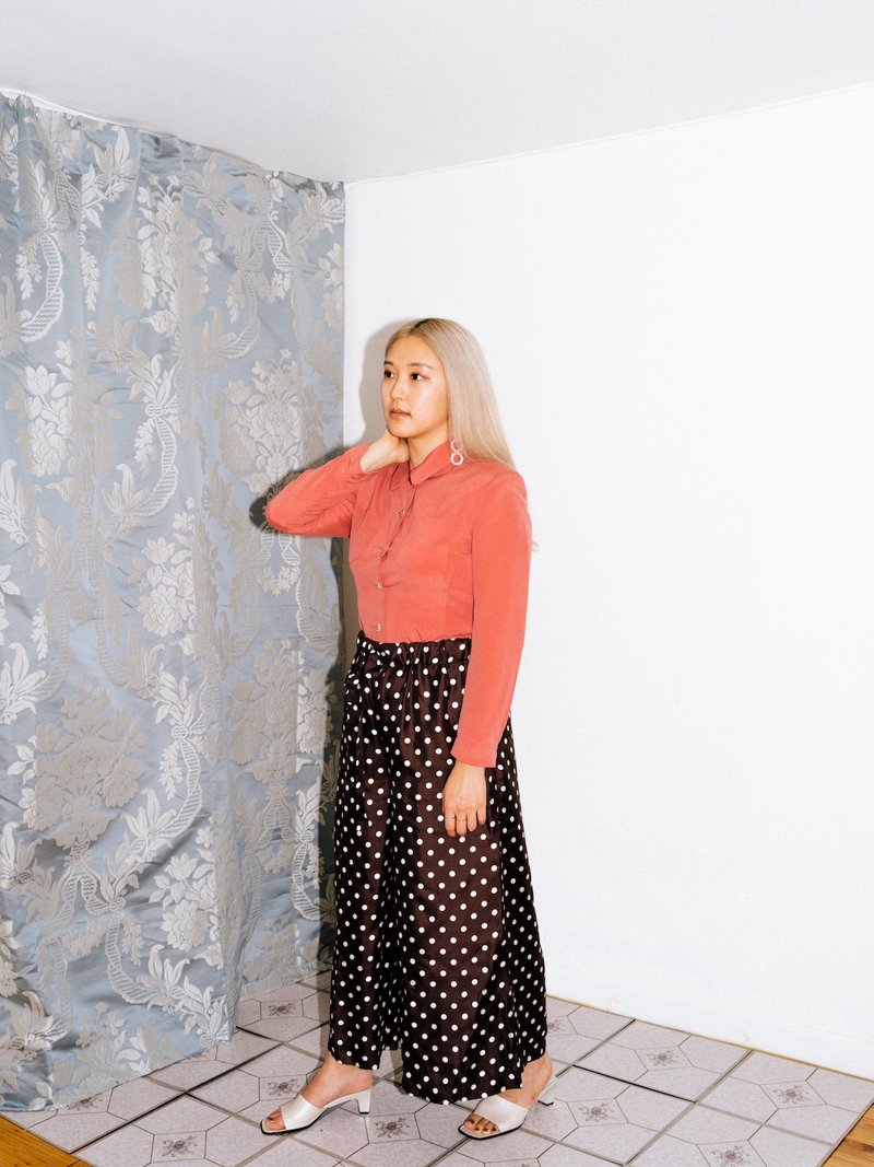 Wolcott : Takemoto Yayoi Pant - Brown Polka Dot Silk