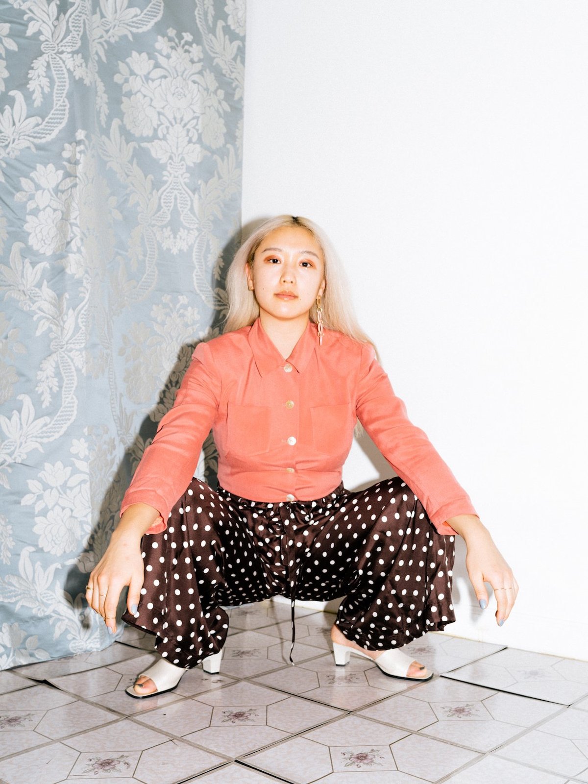 Wolcott : Takemoto Yayoi Pant - Brown Polka Dot Silk - Image 5 of 5