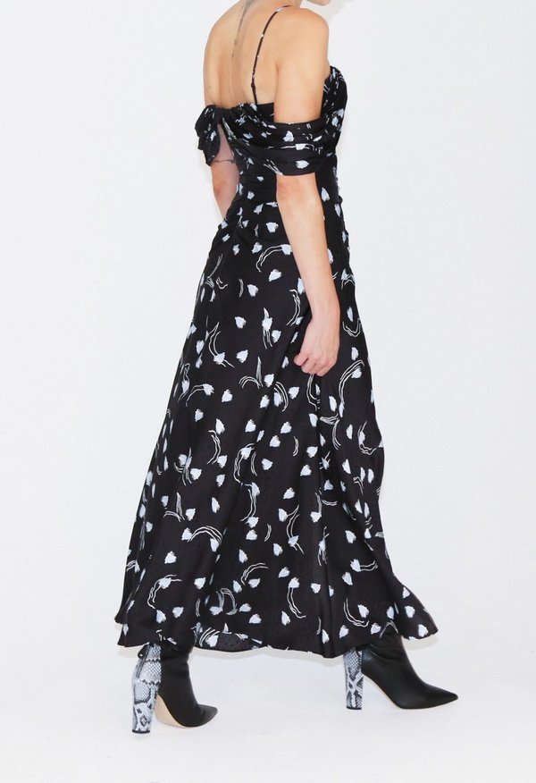 off-the-shoulder geo print dress Self-Portrait Abstract Geo Print Off Shoulder Dress - GEO BLACK