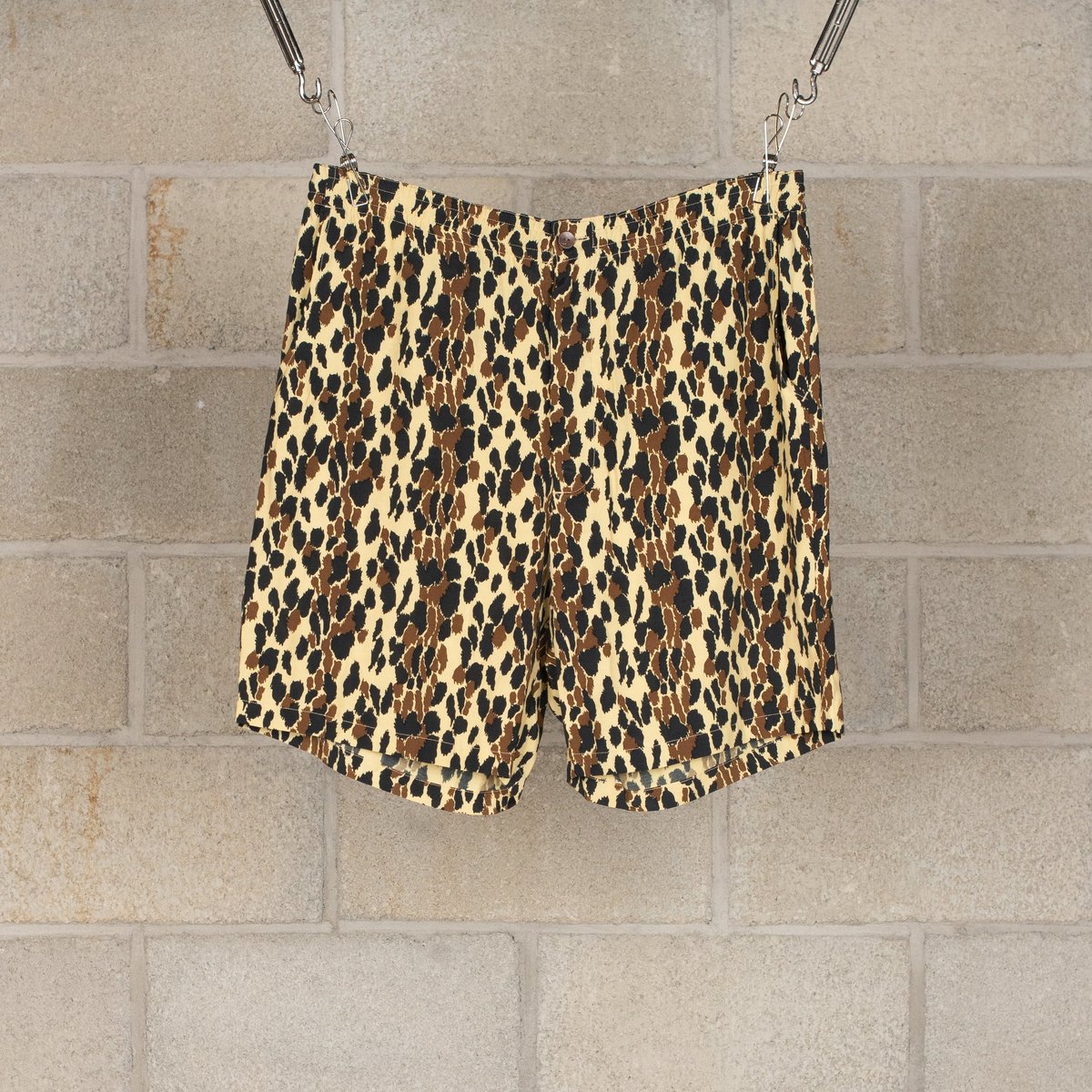 Wacko Maria Leopard Hawaiian Shorts - Yellow / Beige | Garmentory