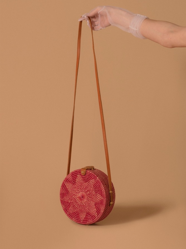 Folk Fortune Pink Rattan Bag, Sraw Bag, Bali Bag Folk Fortune Pink Rattan Bag, Sraw Bag, Bali Bag