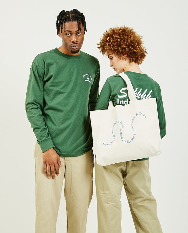 Unisex PEACE & QUIET Indoor Voices Long Sleeve Tee - Forest Unisex PEACE & QUIET Indoor Voices Long Sleeve Tee - Forest