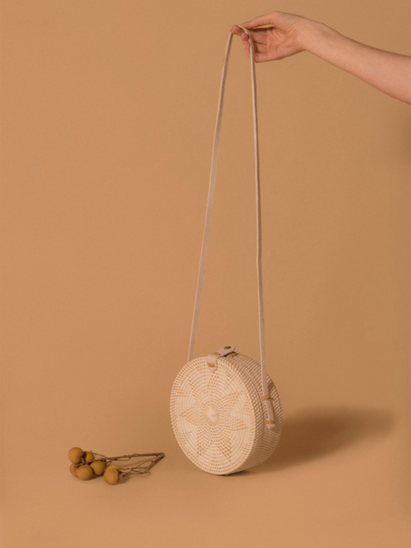 Folk Fortune White Rattan Bag, Straw Bag Folk Fortune White Rattan Bag, Straw Bag