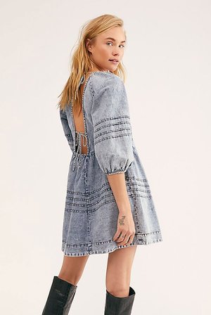 free people sweet surrender denim mini dress NEW FREE PEOPLE Sz S SWEET SURRENDER DENIM MINI DRESS MILITARY GREEN