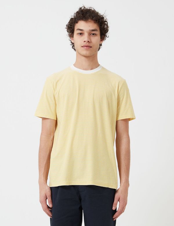 Folk Clothing Folk 1x1 Stripe T-Shirt - Light Gold/Ecru Folk Clothing Folk 1x1 Stripe T-Shirt - Light Gold/Ecru