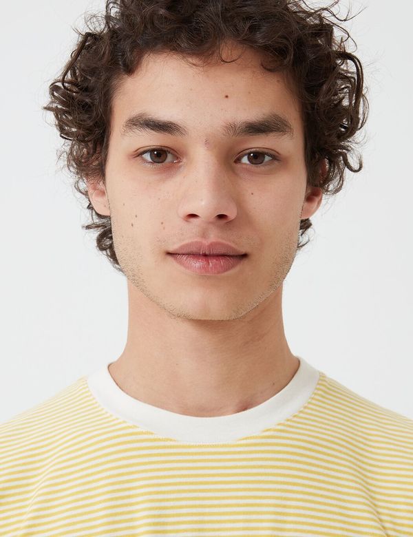 Folk Clothing Folk 1x1 Stripe T-Shirt - Light Gold/Ecru Folk Clothing Folk 1x1 Stripe T-Shirt - Light Gold/Ecru