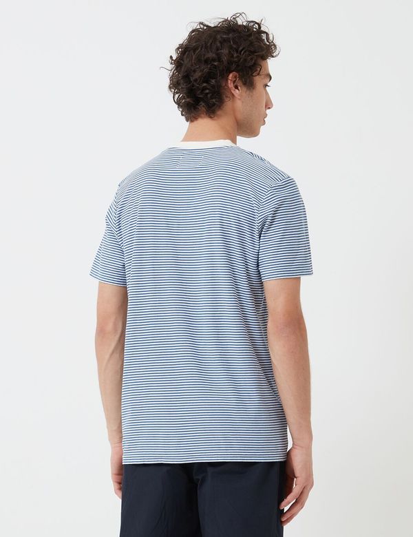 Folk Clothing Folk 1x1 Stripe T-Shirt - Woad/Ecru Folk Clothing Folk 1x1 Stripe T-Shirt - Woad/Ecru