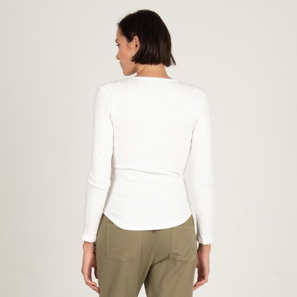 Monrow LONG SLEEVE V-NECK HENLEY - IVORY Monrow LONG SLEEVE V-NECK HENLEY - IVORY