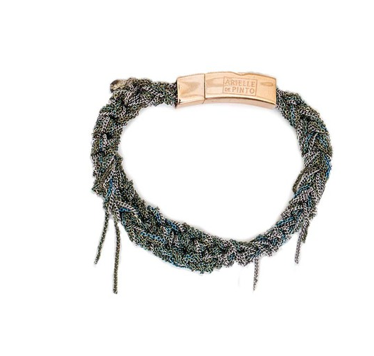 Arielle De Pinto Tennis Bracelet with Push Clasp in Ash & Army Arielle De Pinto Tennis Bracelet with Push Clasp in Ash & Army
