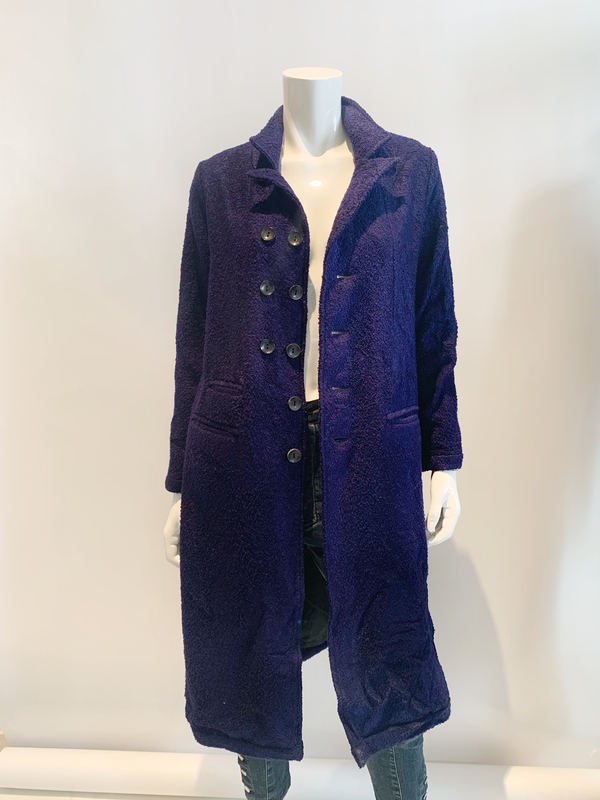 boucle button front coat