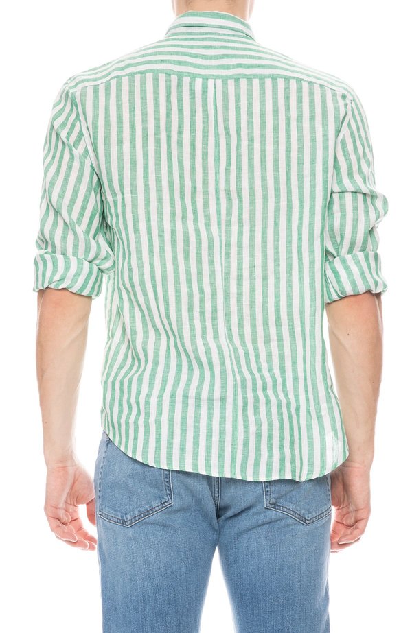 Frank & Eileen Finbar Linen Wide Stripe Shirt - GREEN/WHITE Frank & Eileen Finbar Linen Wide Stripe Shirt - GREEN/WHITE