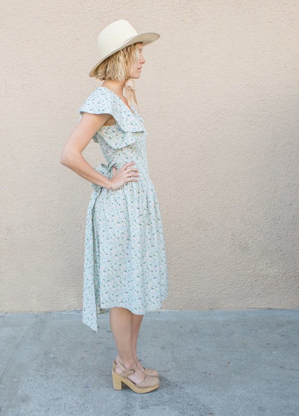 Batsheva Bow Dress - Blue Micro Floral Batsheva Bow Dress - Blue Micro Floral