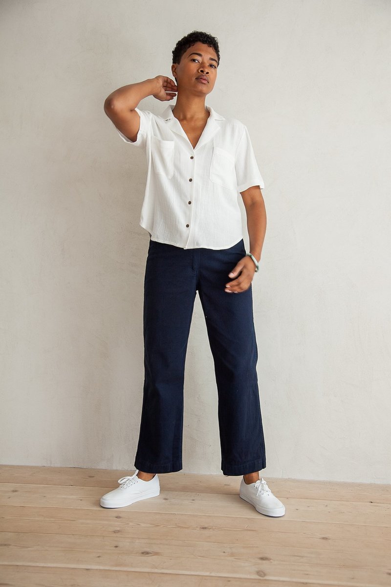 Ali Golden NOTCH COLLAR TOP - BONE | Garmentory