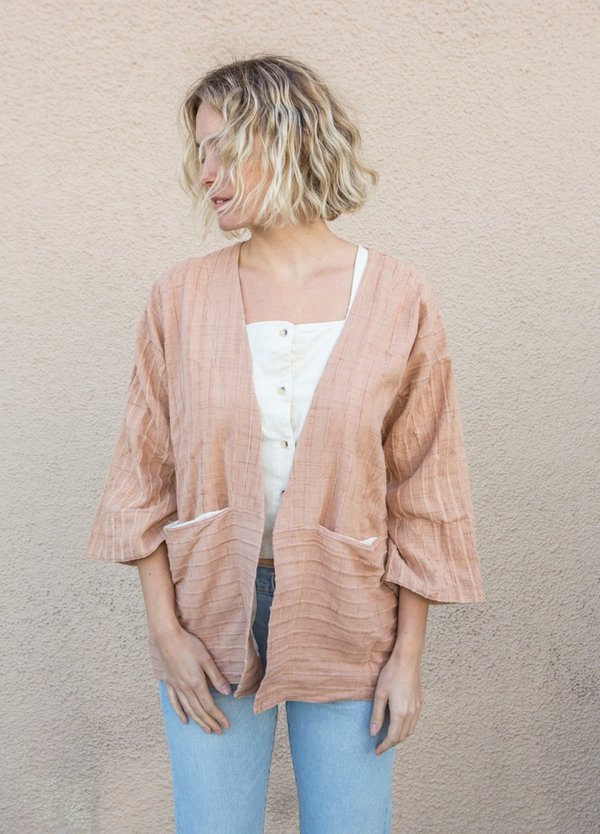 Tonle Handwoven 3/4 sleeve Jacket - Palm Tonle Handwoven 3/4 sleeve Jacket - Palm
