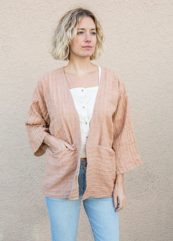 Tonle Handwoven 3/4 sleeve Jacket - Palm Tonle Handwoven 3/4 sleeve Jacket - Palm