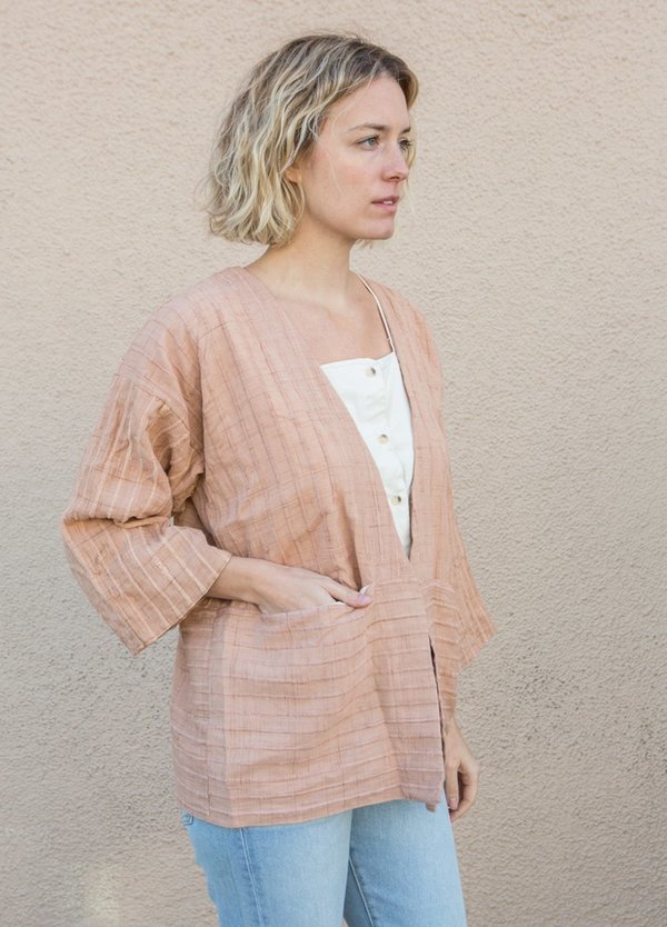 Tonle Handwoven 3/4 sleeve Jacket - Palm Tonle Handwoven 3/4 sleeve Jacket - Palm