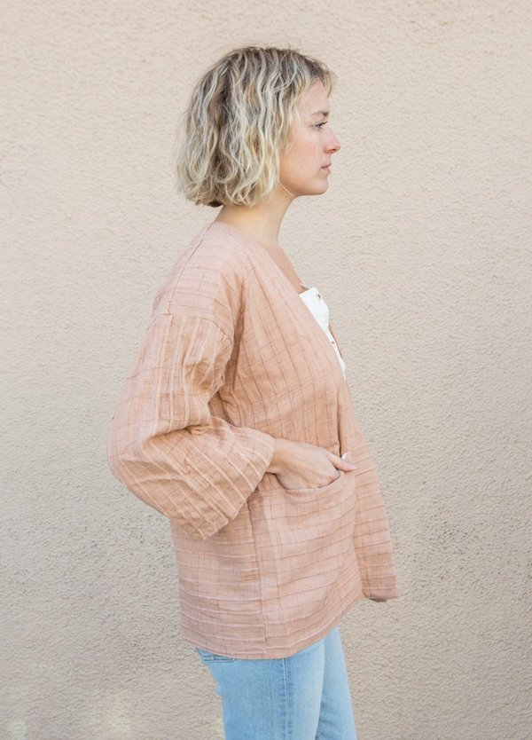 Tonle Handwoven 3/4 sleeve Jacket - Palm Tonle Handwoven 3/4 sleeve Jacket - Palm