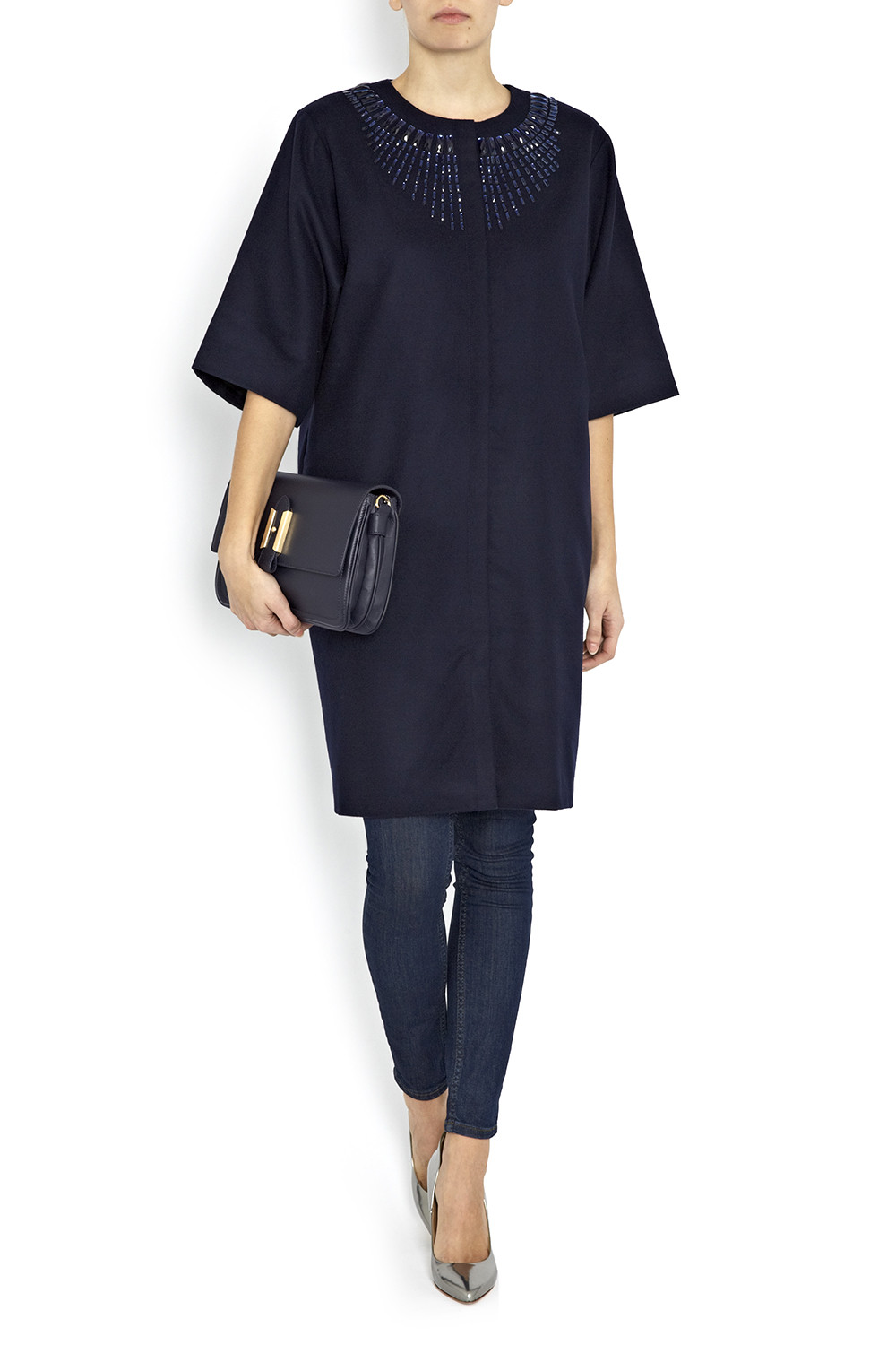 Rodebjer Navy Blue Orbita Wool Dress Coat Garmentory