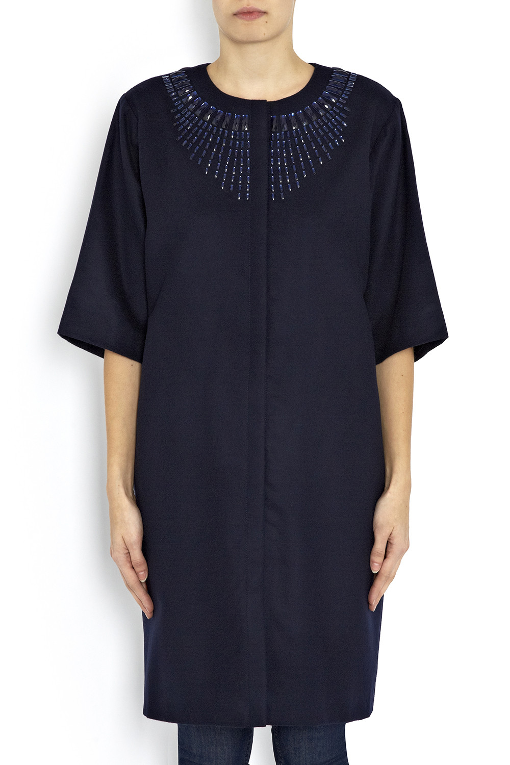 Rodebjer Navy Blue Orbita Wool Dress Coat Garmentory