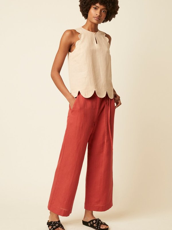 Great Plains Linen Scallop Top - Sand
