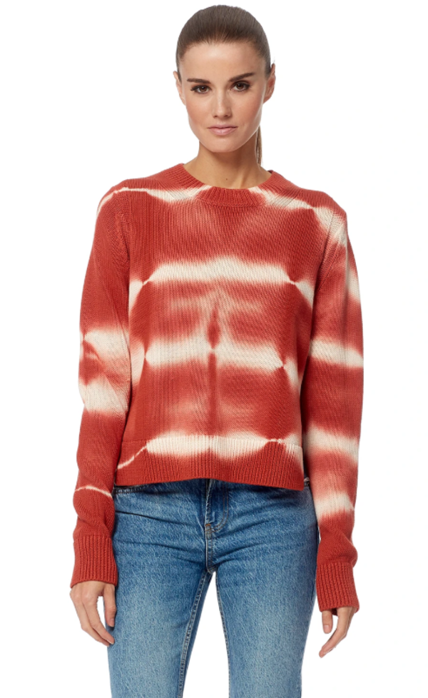 360 Cashmere Jasper Tie Dye Sweater - White/Tomato