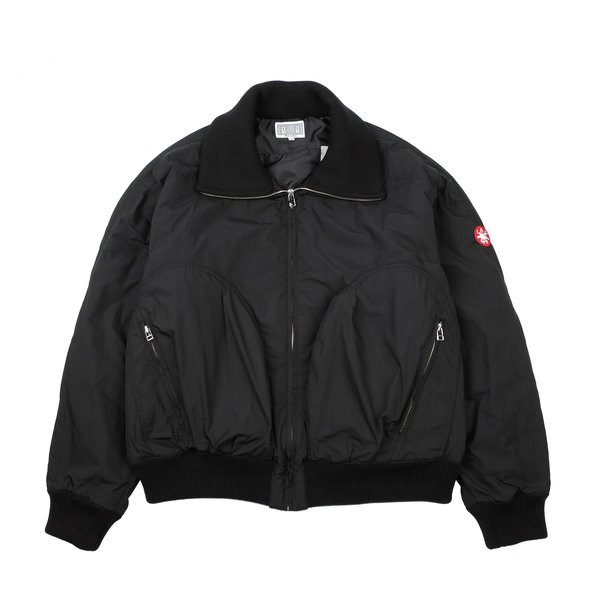 【C.E/CAVEMPT】LEATHER/NYLON BOMBER Jacket Cav Empt CASUALE BOMBER JACKET - BLACK | Garmentory