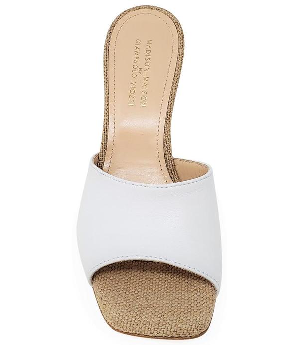 Madison Maison by Giampaolo Viozzi Mid Heel Sandal - Tan/White Madison Maison by Giampaolo Viozzi Mid Heel Sandal - Tan/White