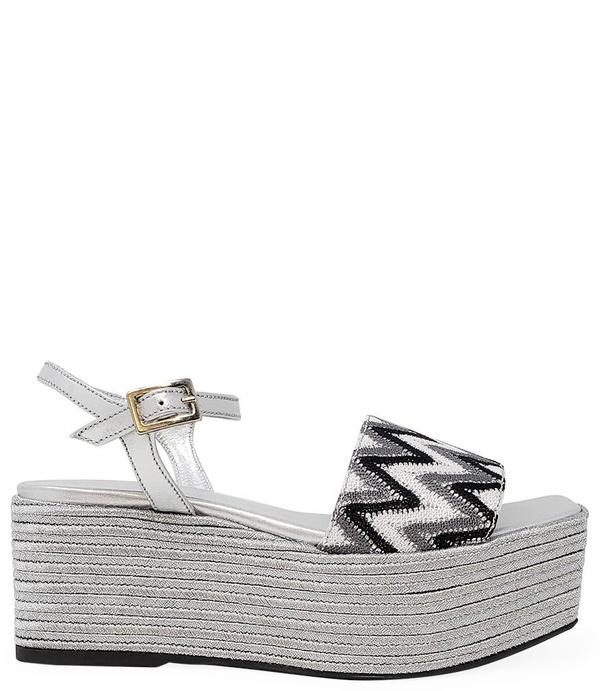 Madison Maison By Pablo Gilbert Woven Leather Wedge - Silver/Black/White Madison Maison By Pablo Gilbert Woven Leather Wedge - Silver/Black/White