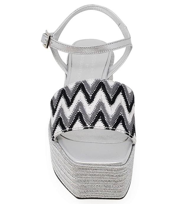 Madison Maison By Pablo Gilbert Woven Leather Wedge - Silver/Black/White Madison Maison By Pablo Gilbert Woven Leather Wedge - Silver/Black/White
