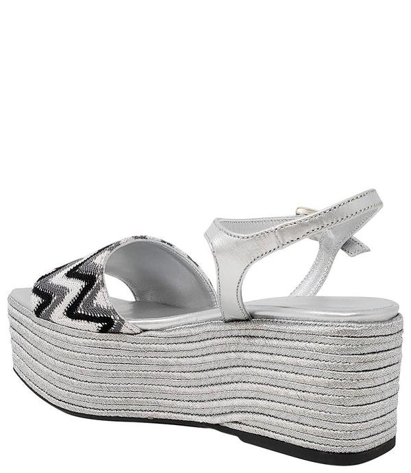 Madison Maison By Pablo Gilbert Woven Leather Wedge - Silver/Black/White Madison Maison By Pablo Gilbert Woven Leather Wedge - Silver/Black/White