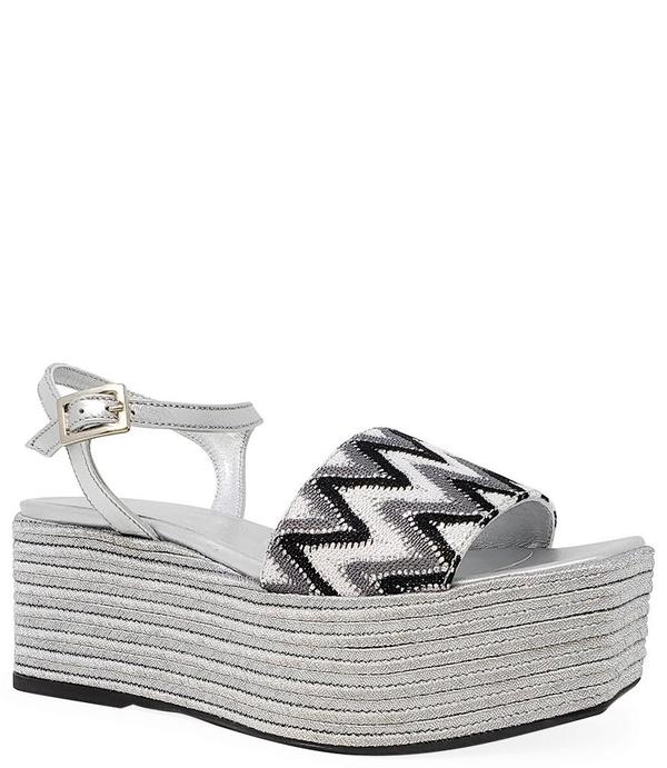 Madison Maison By Pablo Gilbert Woven Leather Wedge - Silver/Black/White Madison Maison By Pablo Gilbert Woven Leather Wedge - Silver/Black/White