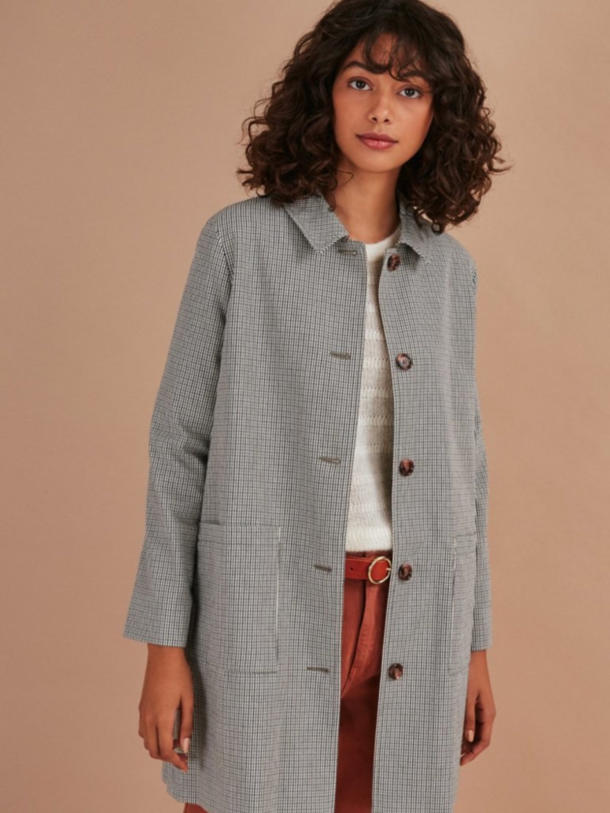 Des Petits Hauts Noty Coat - Khaki/Navy - Image 2 of 4