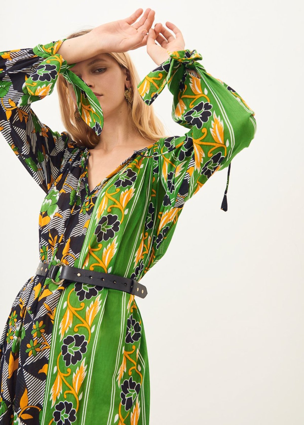 Karen Millen Maxi Batik Dress Dresses Batik Print Cotton Voile Plunge  Strappy Woven Maxi Dress