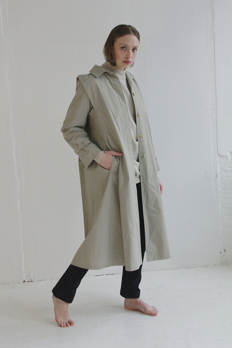 60s】Euro Vintage Cotton Belted Coat 46