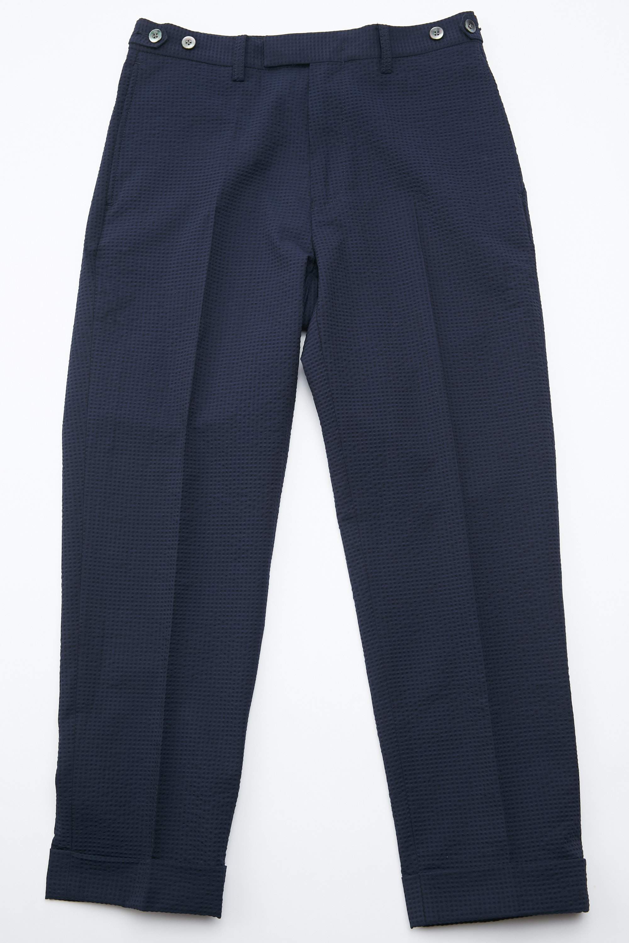 Beams Plus IVY Trousers Seersucker Cotton Polyester - NAVY