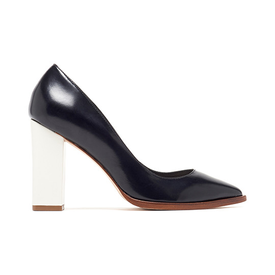 Loeffler Randall - Remy Leather Block Heel Pump in Black and Cream Loeffler Randall - Remy Leather Block Heel Pump in Black and Cream