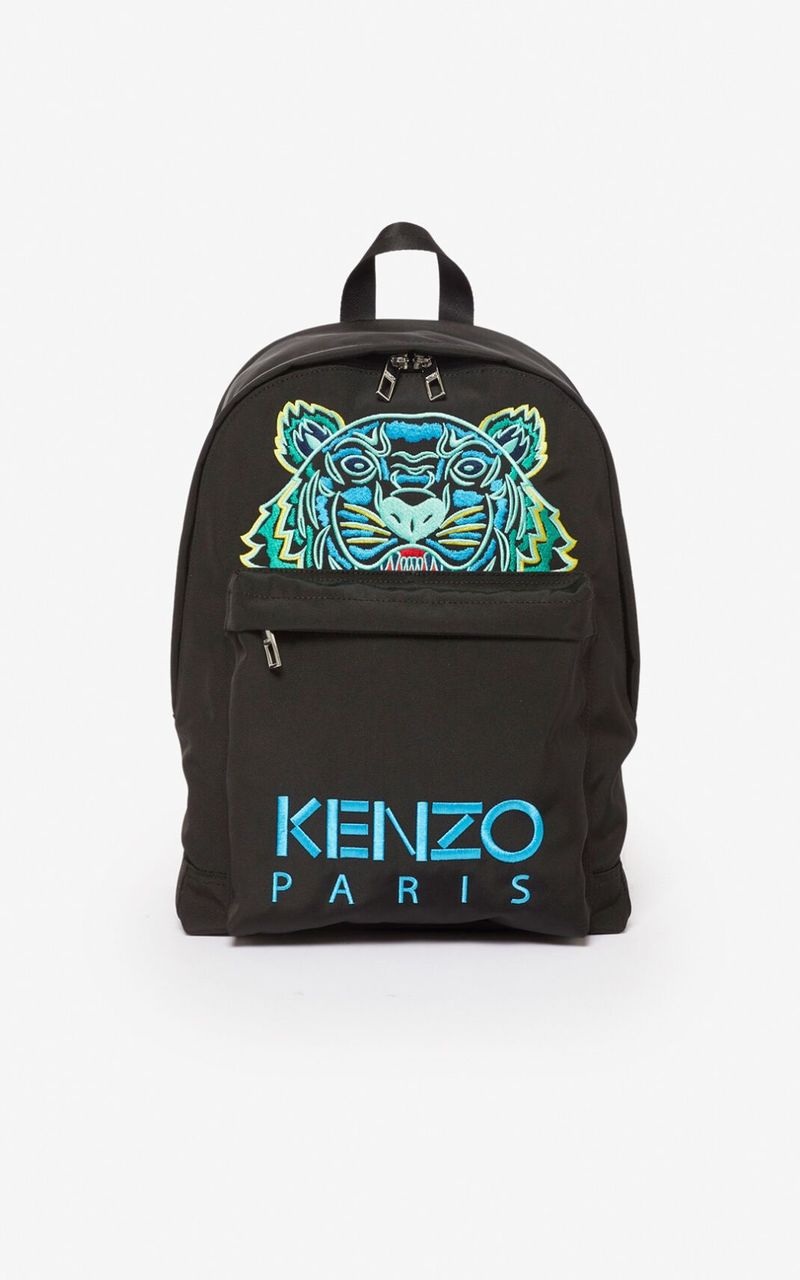 Kenzo Paris Logo Backpack Nylon Black colorful Tiger embroidery Kenzo tiger backpack - Gem main image 2