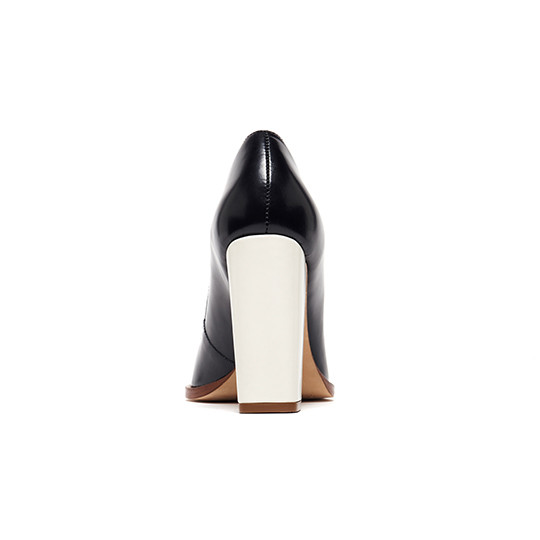 Loeffler Randall - Remy Leather Block Heel Pump in Black and Cream Loeffler Randall - Remy Leather Block Heel Pump in Black and Cream