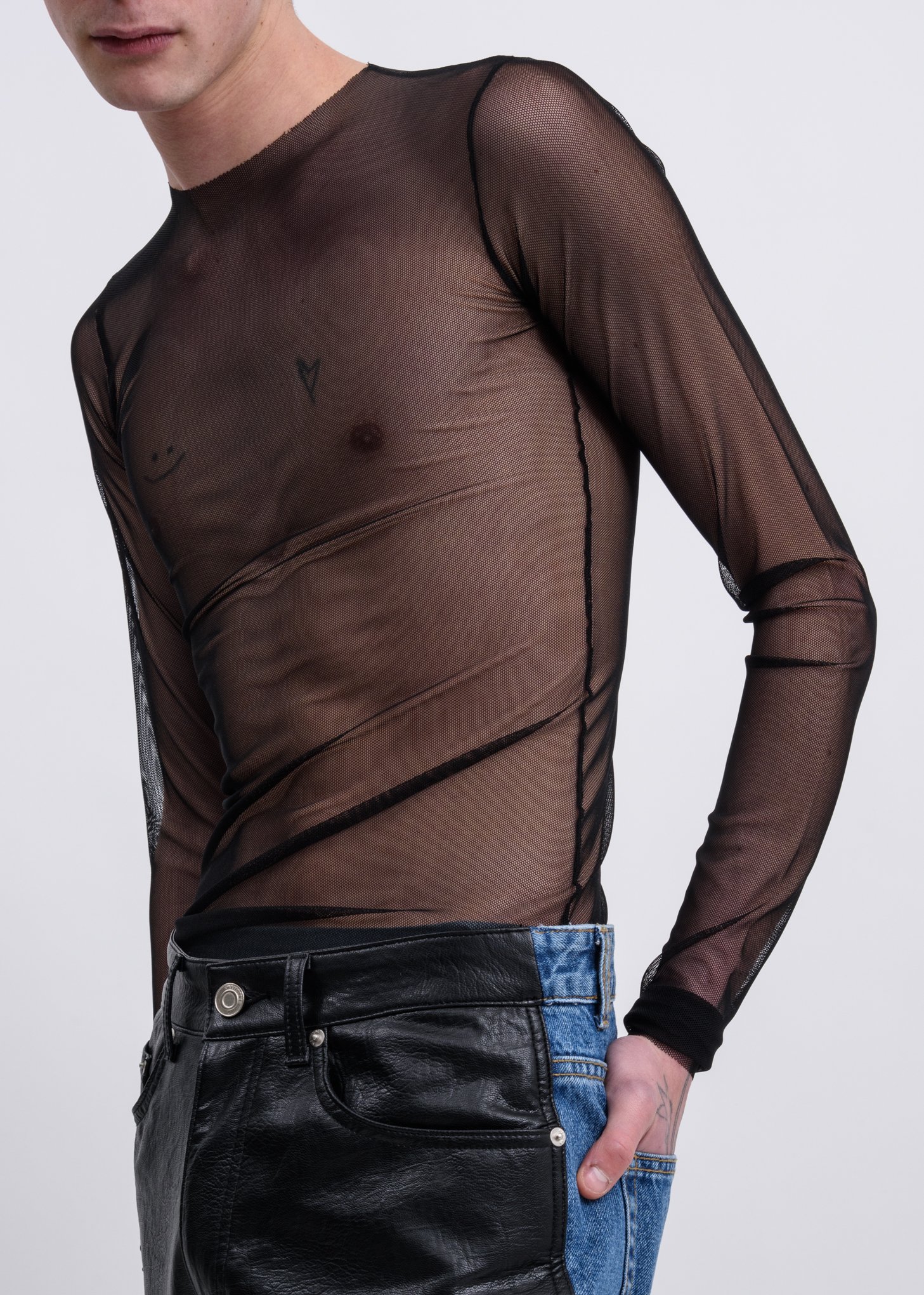 we11done Black Mesh Long Sleeves Garmentory