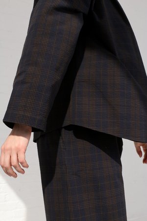 ［Cristaseya ］SEERSUCKER PYJAMA SHIRT CristaSeya Striped Seersucker Pyjama Shirt - Black / Brown Striped
