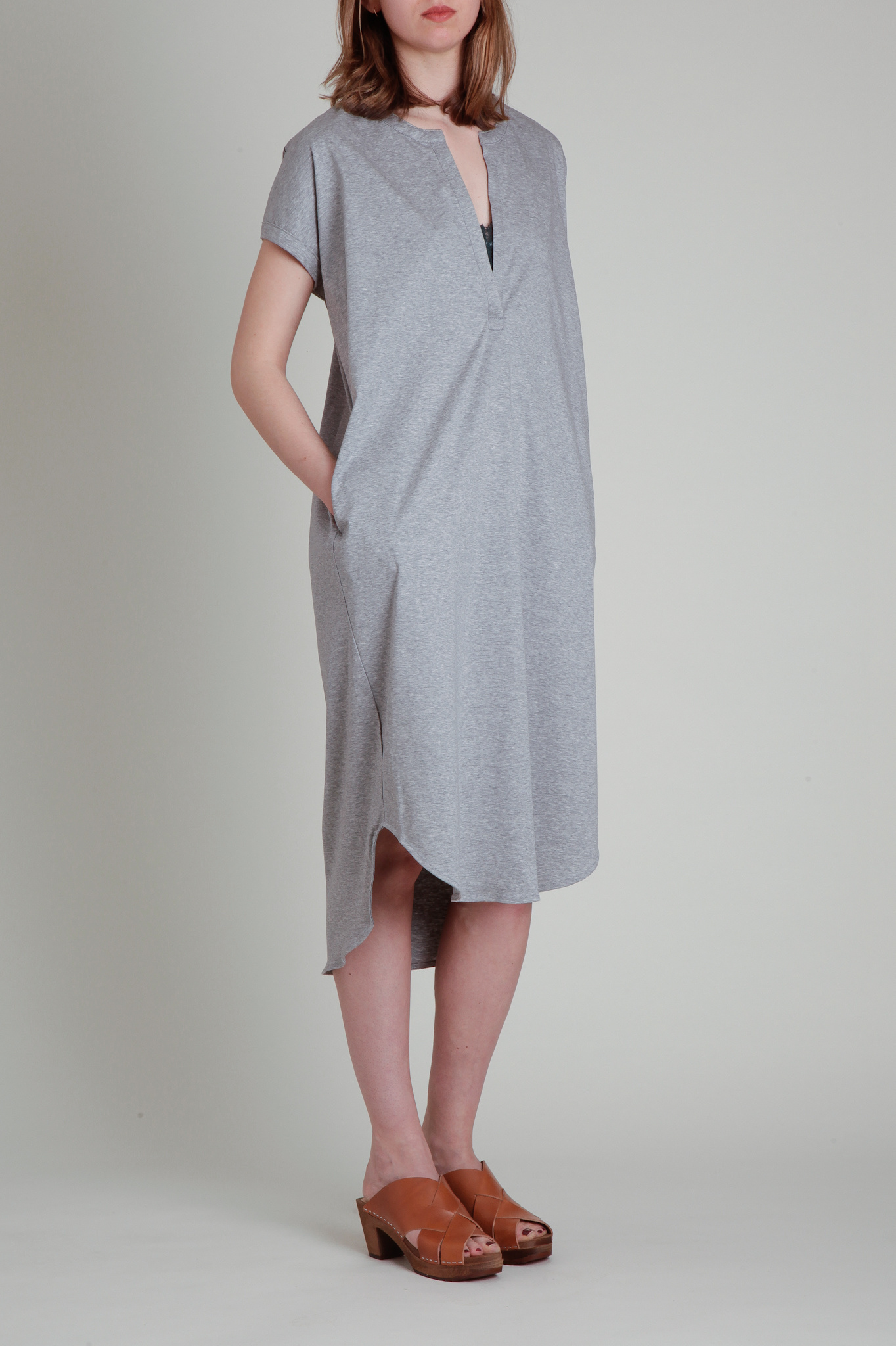 CT Plage Cotton Jersey Drape Dress Light Grey Garmentory